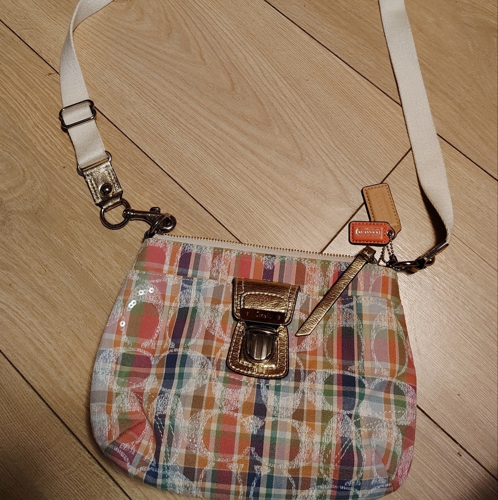 Vintage Original Coach Poppy Plaid Multicolor Crossbody Bag